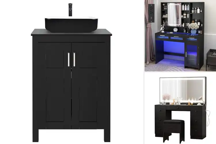 Detailed view of Best Gloss Black Finish Vanity