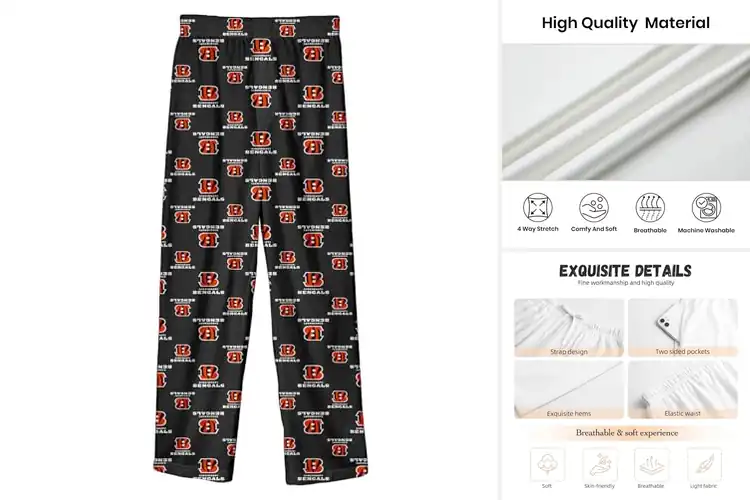 Detailed view of Best Sports Licensed Pajama Bottoms Cincinnati Bengals